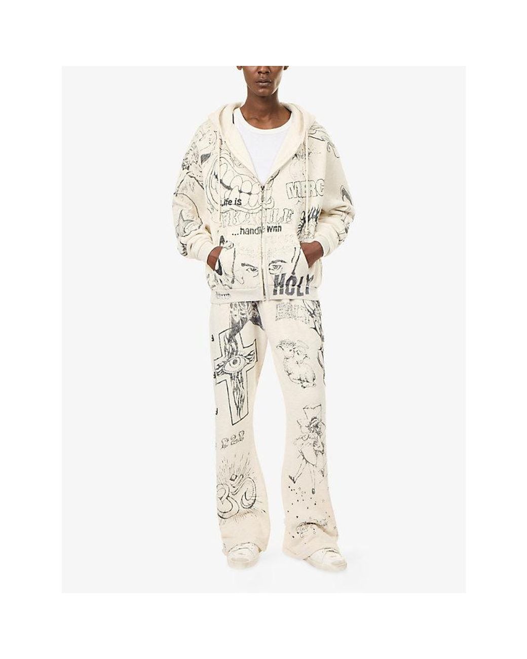 HELLSTAR White Graffiti Zip Cotton-Jersey Hoody for men
