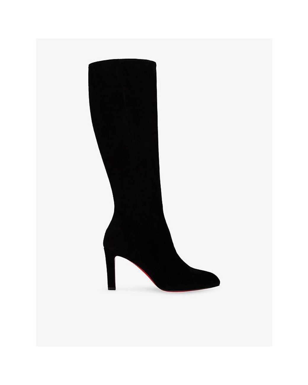 Christian Louboutin Black Fannylove Tight Botta 85 Suede Knee-High Boots