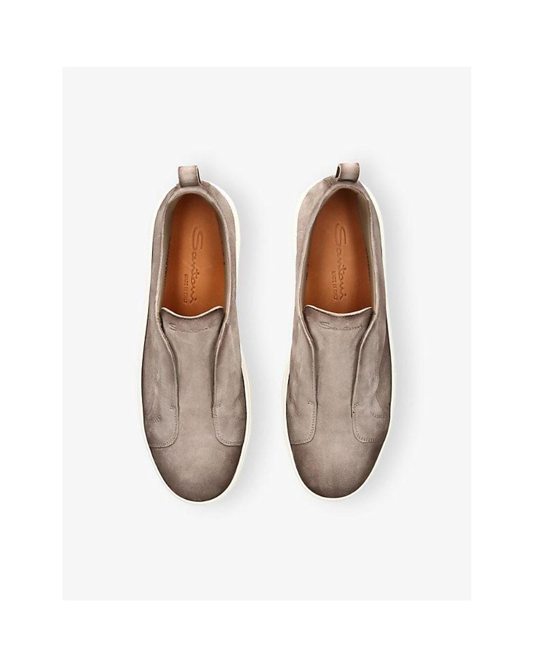 Santoni White Victory Unlined Suede Trainers for men