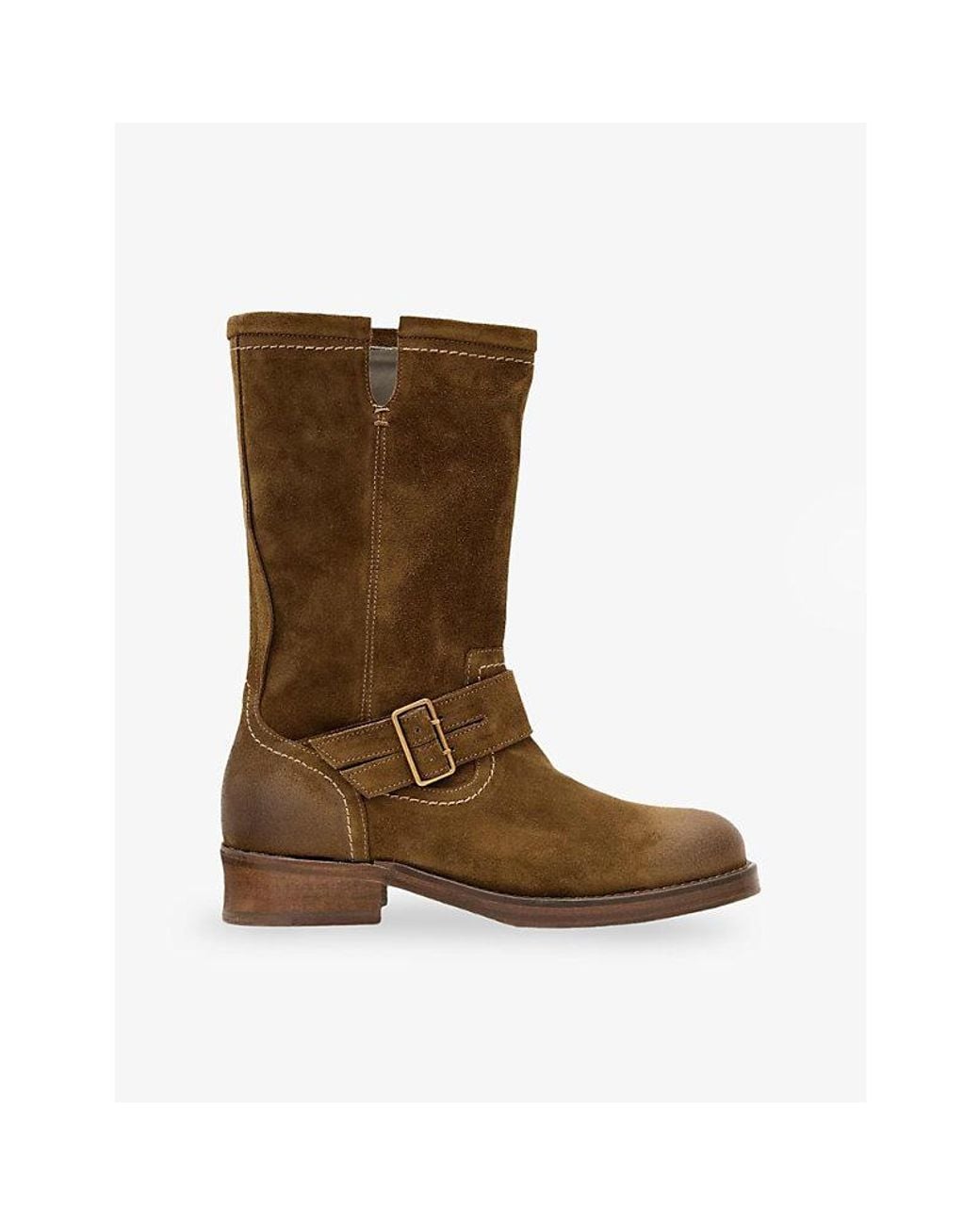 AllSaints Brown Bailey Suede Biker Boots