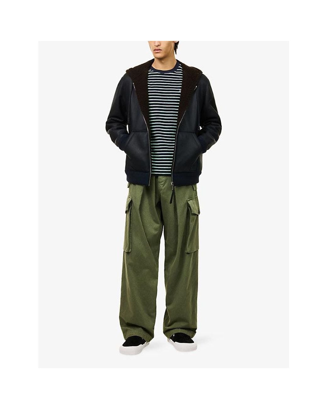 Loewe Blue Reversible Logo-Patch Leather Hoodie for men