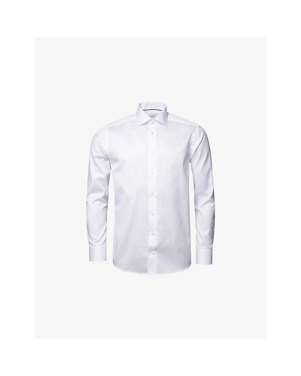 Eton of Sweden Blue Cutaway-Collar Single-Cuff Contemporary-Fit Cotton-Twill Shirt for men
