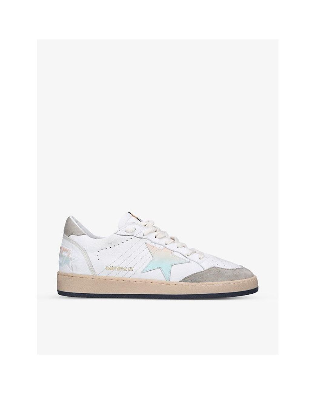 Golden Goose Deluxe Brand White Exclusive Ballstar Iridescent-Start Leather Low-Top Trainers
