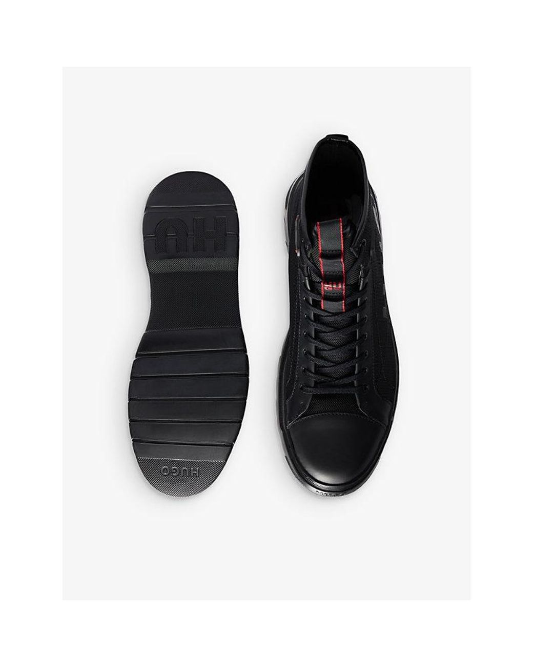 HUGO Hybrid Logo-embellished Woven High-top Boots in Black for Men | Lyst