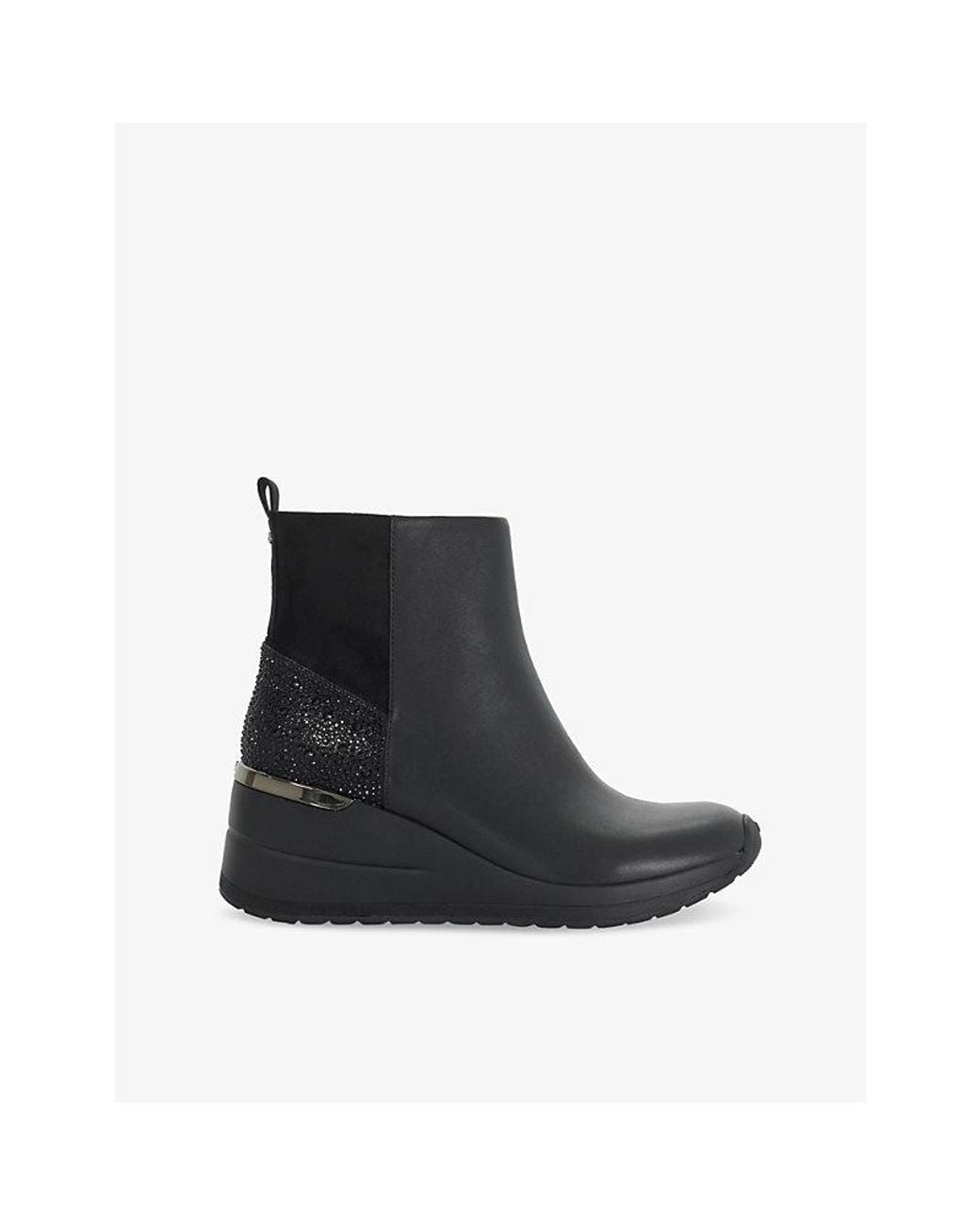 Dune Black Epitome Leather Wedge Trainers