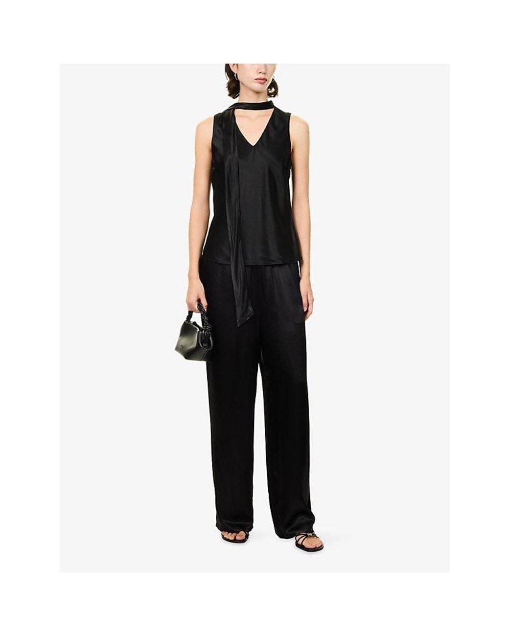 Rails Black Virgo Straight-Leg Satin Trousers
