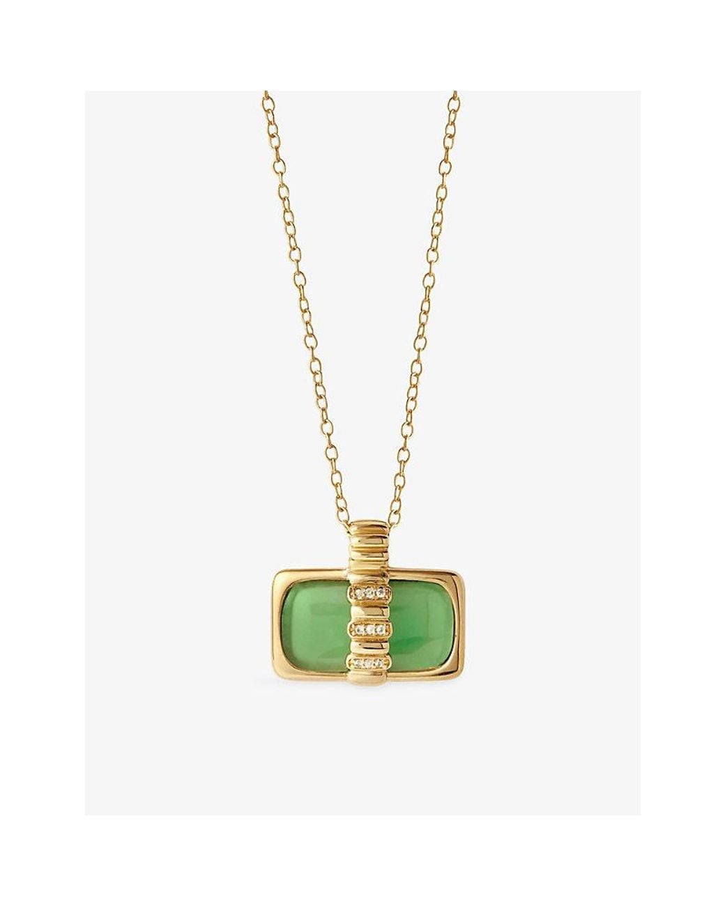 Astley Clarke White Aurora Ridge 18Ct- Plated Sterling- And Chalcedony Landscape Necklace