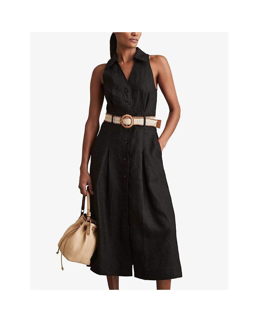 【海外限定】REISSドレス☆Black Annie Linen Belted Sleeveless reiss-Black-Annie-Belted-