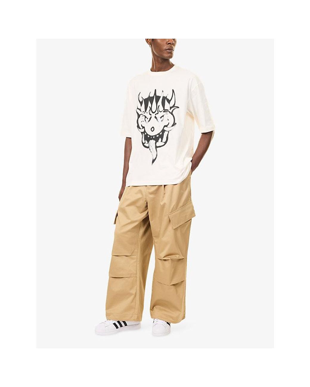 Y-3 White Graphic-Print Short-Sleeve Cotton T-Shirt for men