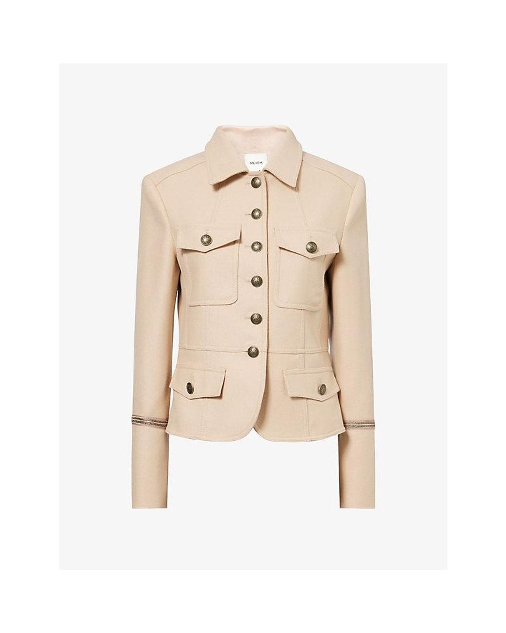 ME+EM Natural Patch-Pocket Wool-Blend Military Jacket