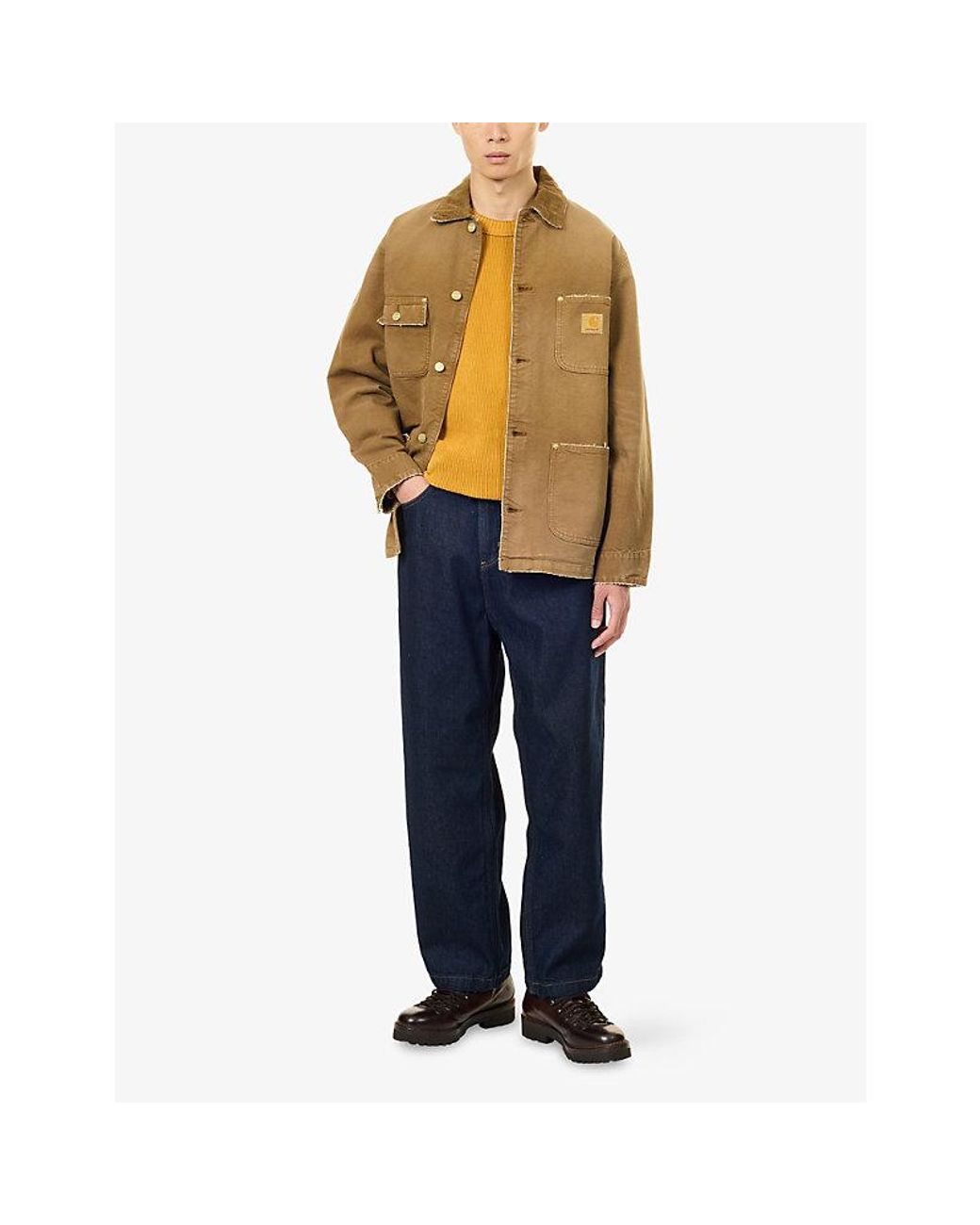 Carhartt Brown Chore Brand-Patch Cotton-Canvas Jacket for men