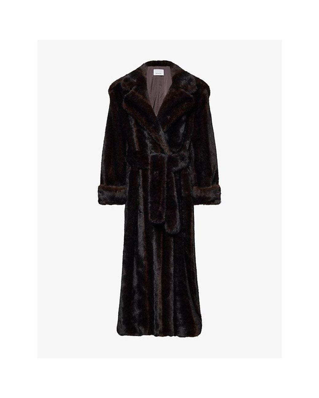 Frankie Shop Black Daph Faux-Fur Trench Coat