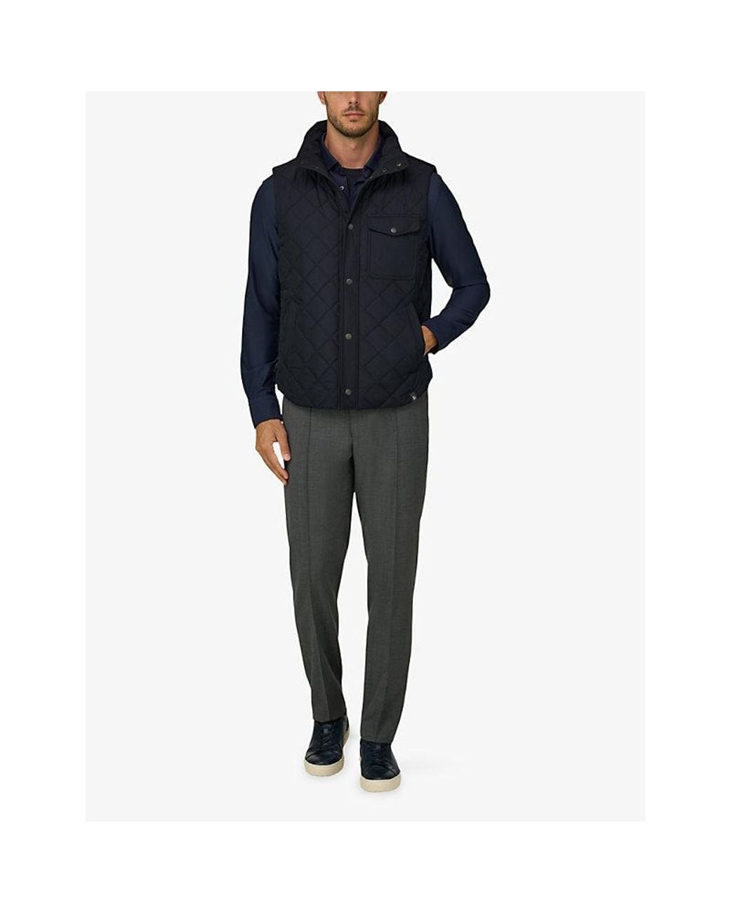 Boggi Blue Padded Patch-Pocket Woven Gilet for men