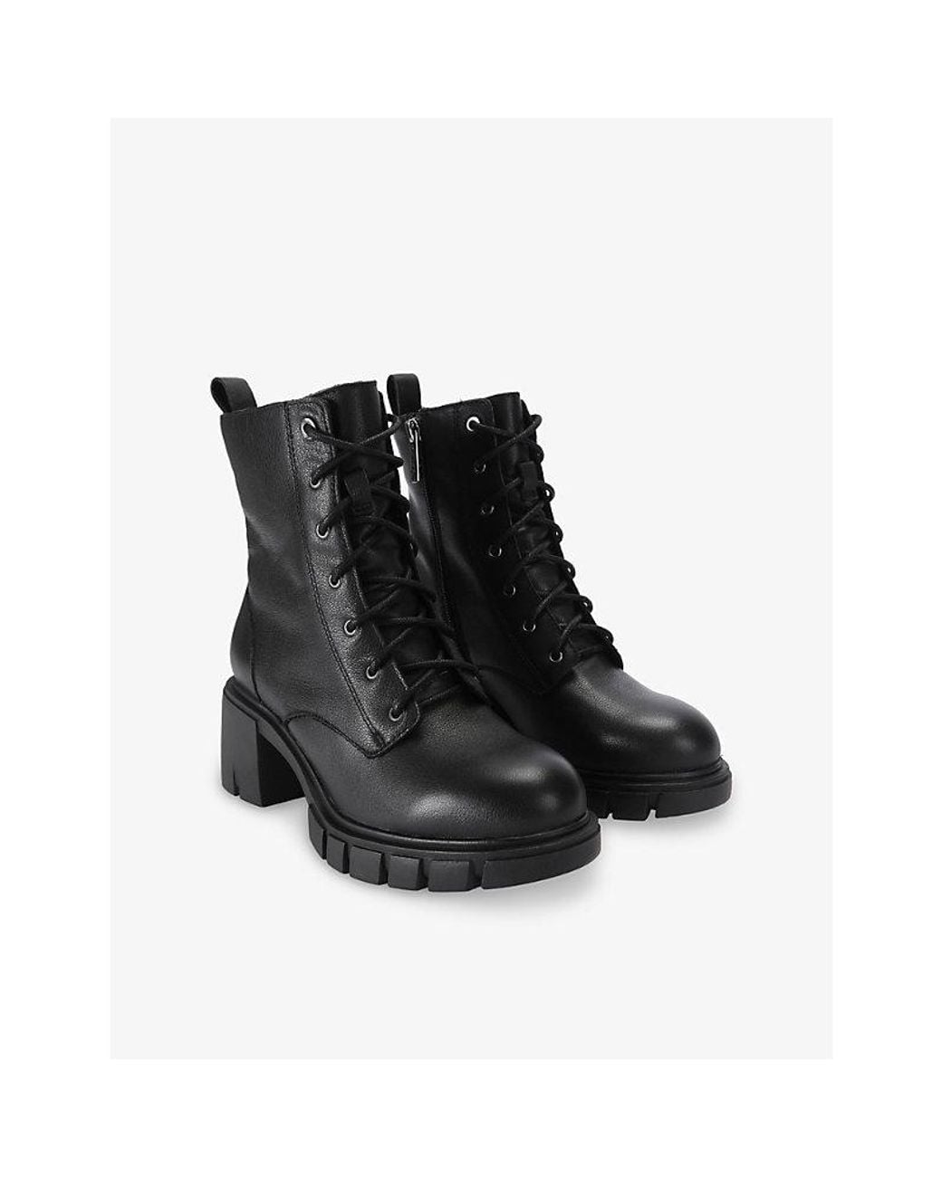 Carvela Kurt Geiger Black Ignite Lace-Up Heeled Leather Boots