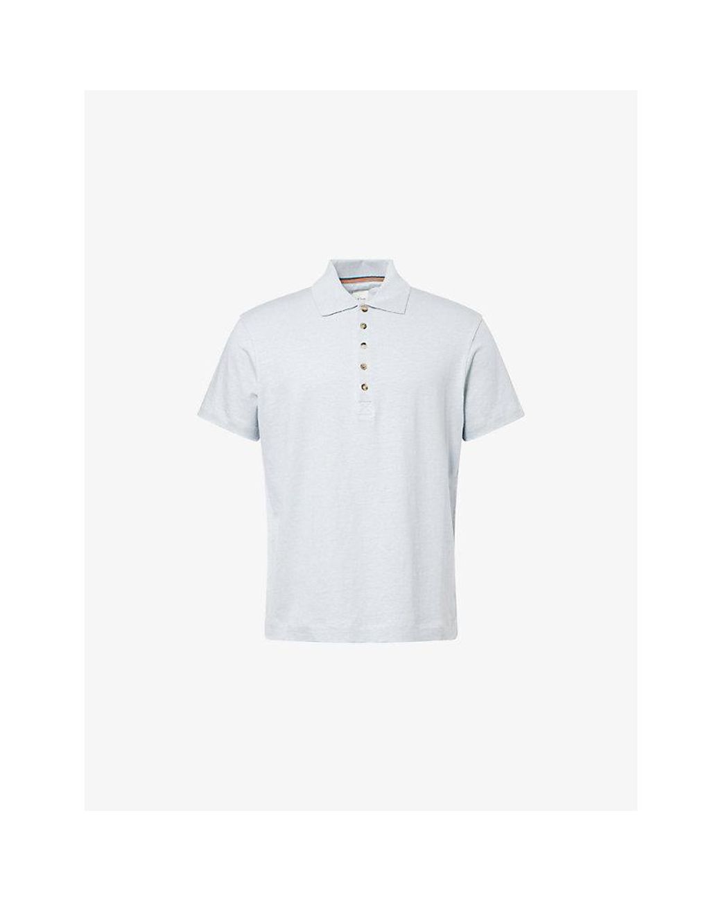 Paul Smith White Short-Sleeve Linen Polo Shirt for men