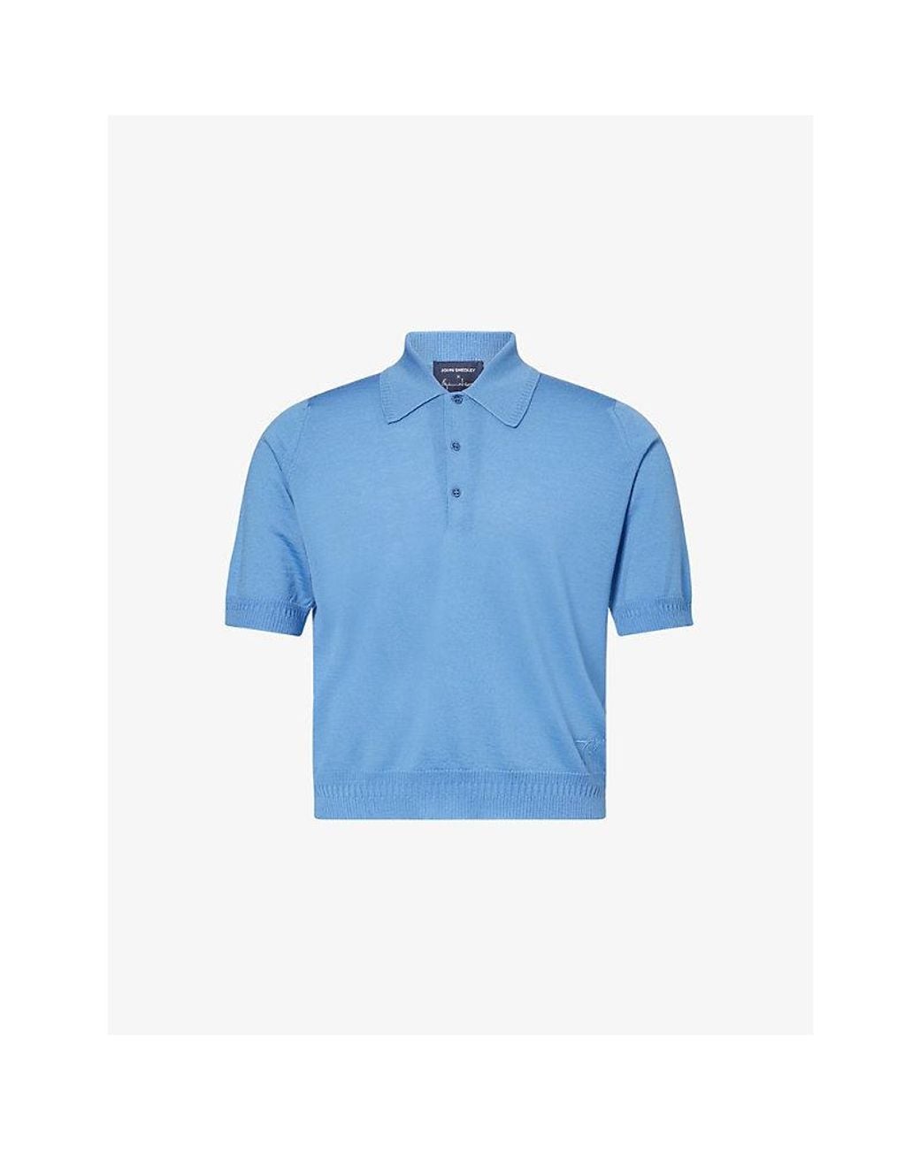 John Smedley Blue X Bill Nighy Short-Sleeve Merino Wool Polo Shirt for men