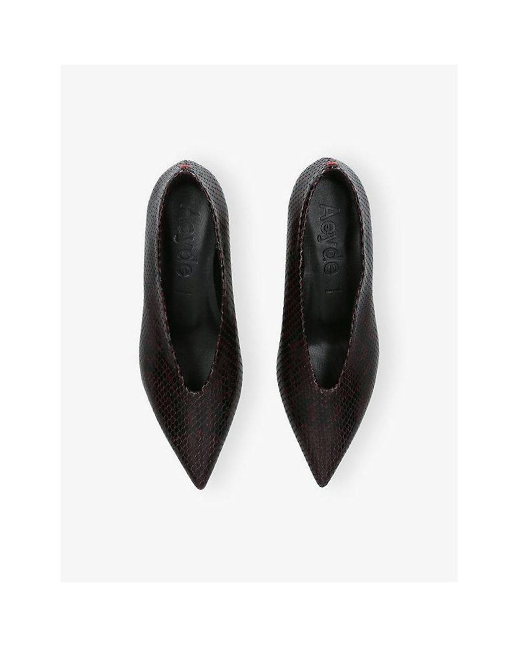 Aeyde Black Clara Pointed-Toe Heeled Leather Pumps