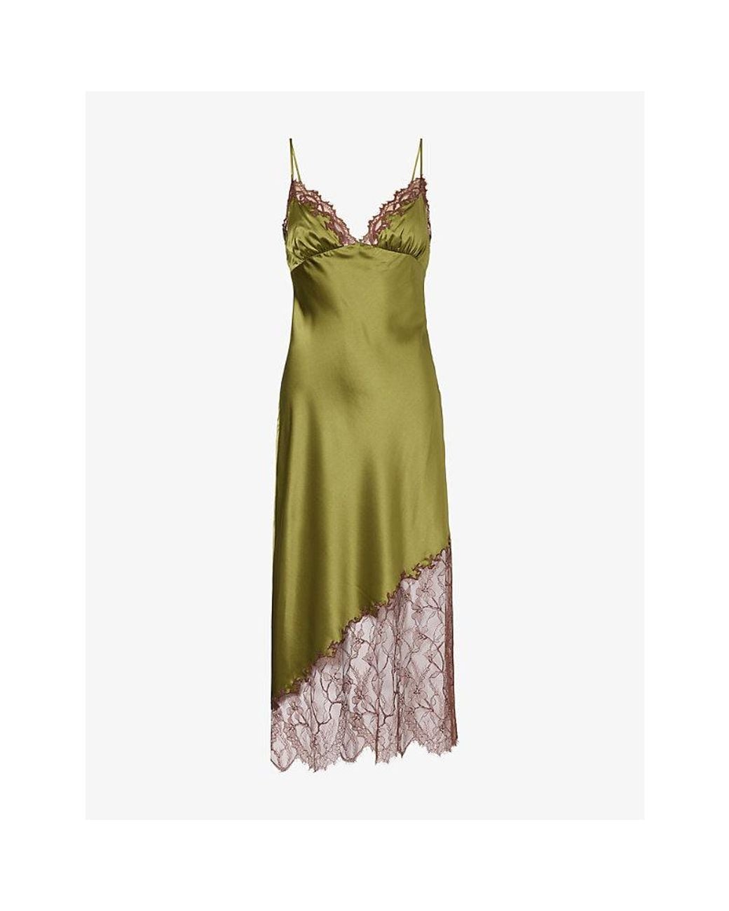 Staud Green Lara Silk Midi Dress