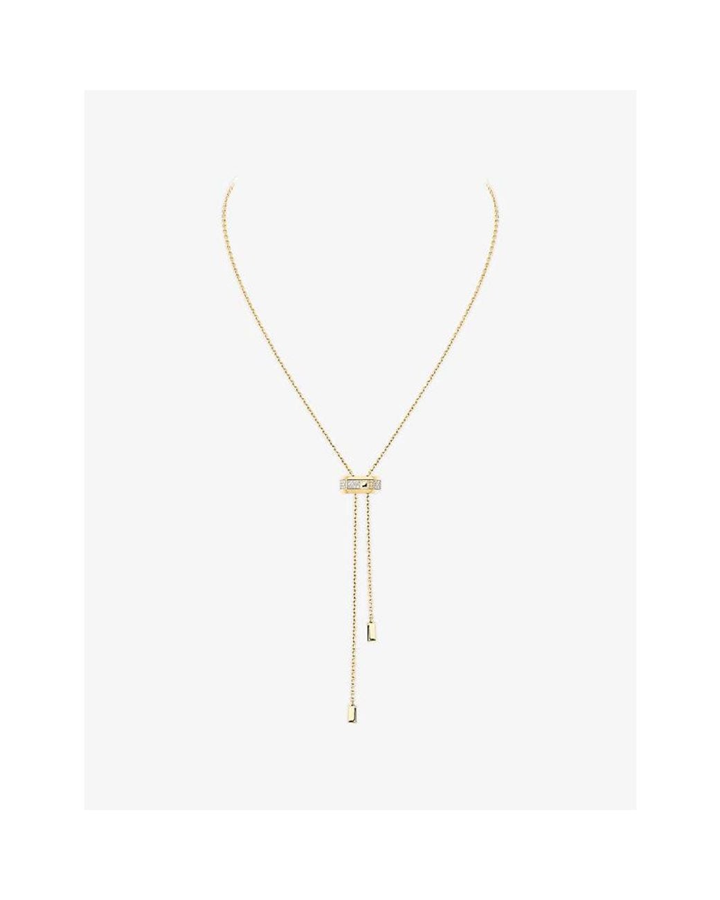 Messika Metallic Moderniste Pave Tie 18Ct And 0.10Ct Diamond Necklace