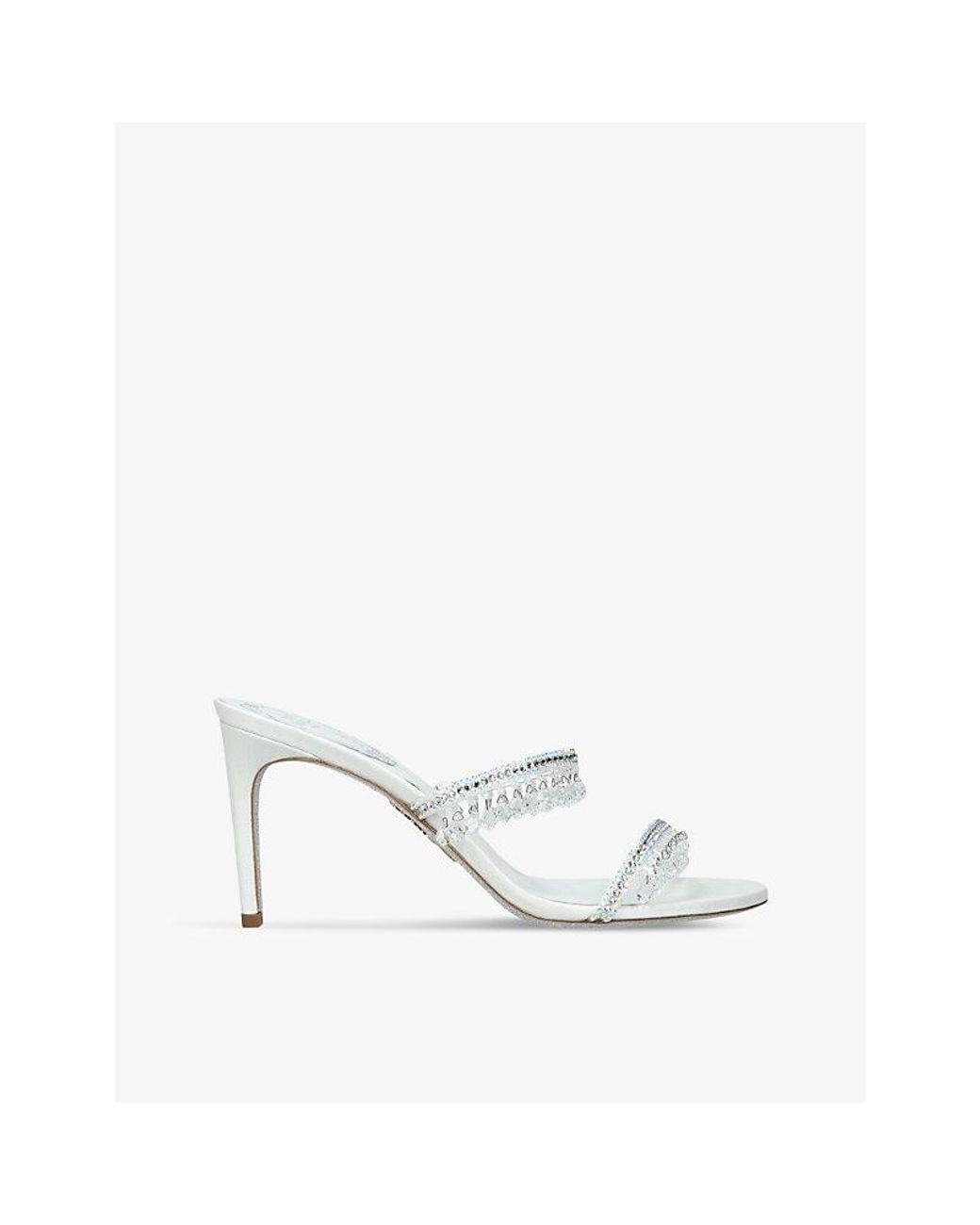 Rene Caovilla White Chandelier 80 Jewel-Embellished Leather Heeled Sandals