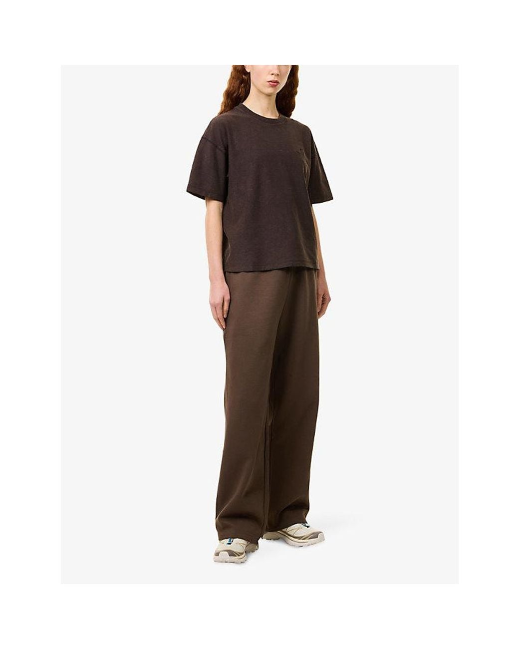 The North Face Brown Embroidered-Logo Wide-Leg Cotton-Blend Jogging Bottoms