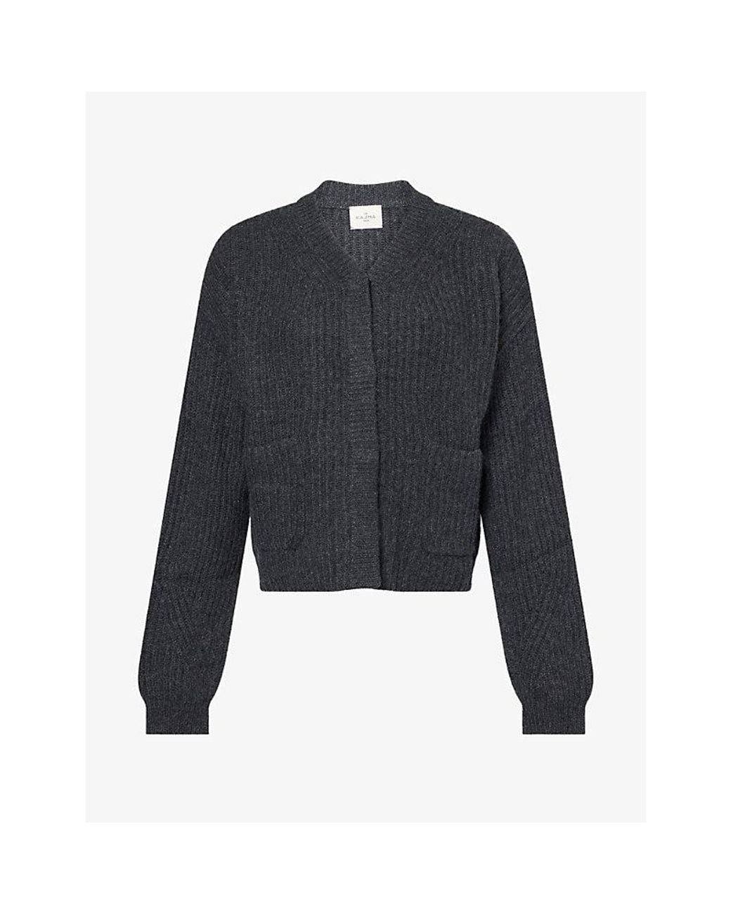 LeKasha Blue Snap-Button Brushed Cashmere Cardigan