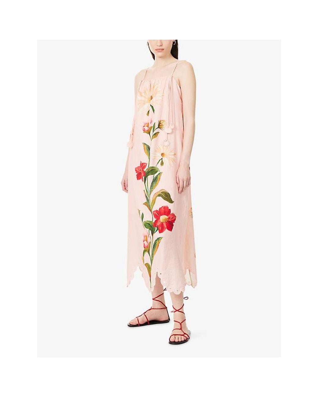 Barbour Multicolor X Farm Rio Bromelia Linen Midi Dress