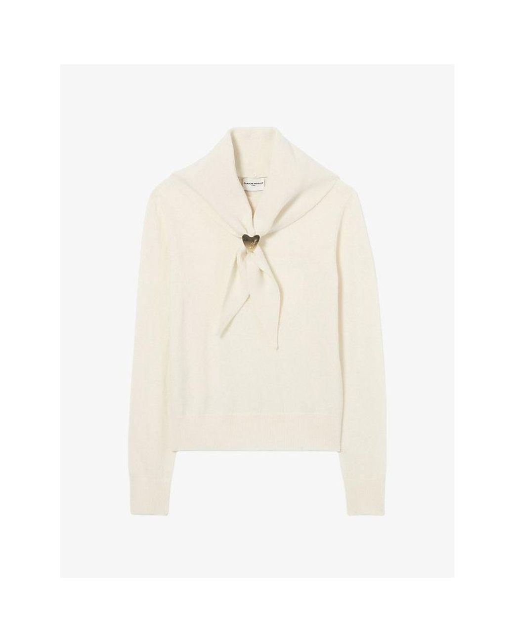 Claudie Pierlot White Removable-Scarf Wool And Cashmere-Blend Jumper