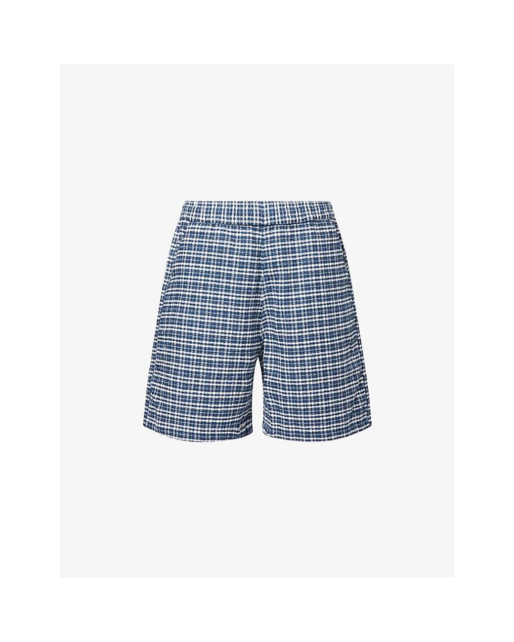 Carhartt Blue Kander Checked Cotton Shorts for men