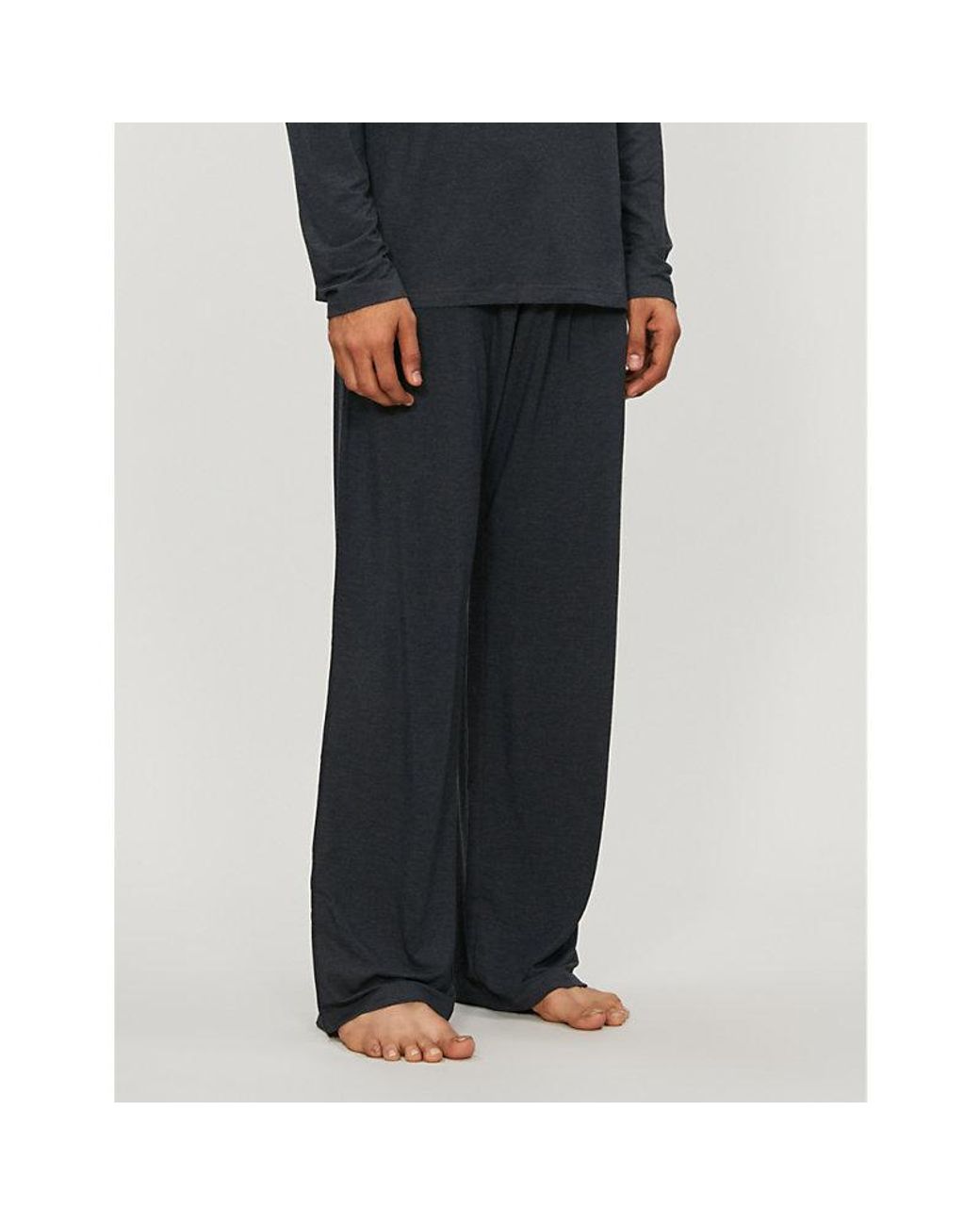 Derek Rose Black Marlowe Stretch-Modal Pyjama Bottoms for men