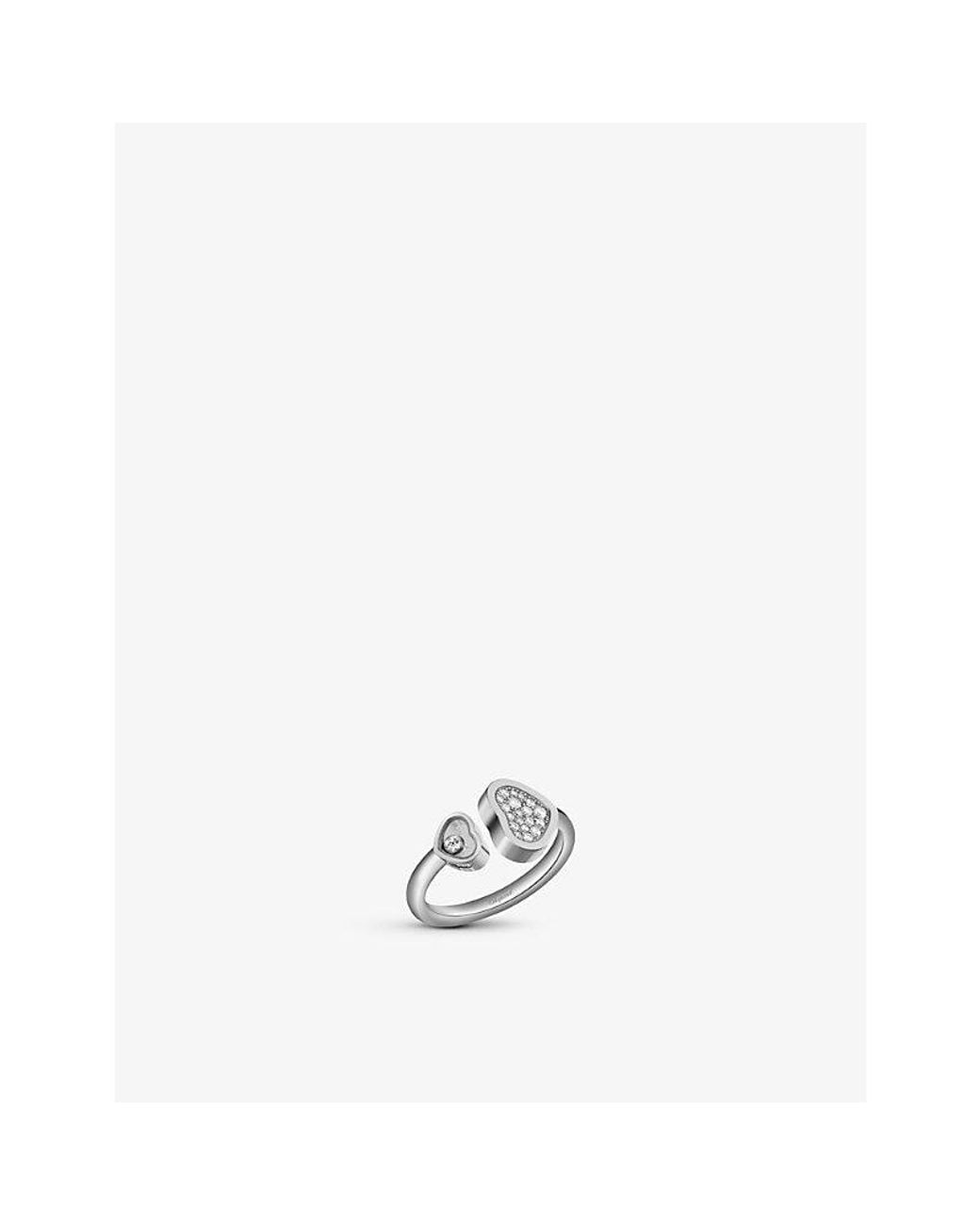 Chopard White Happy Hearts 18Ct- And 0.22Ct Round-Cut Diamond Ring