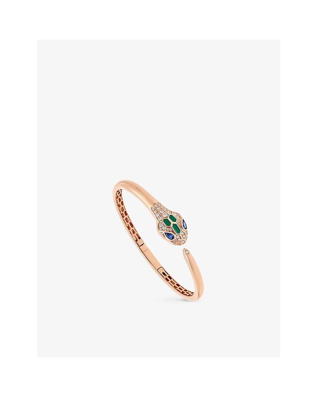 BVLGARI Metallic Serpenti Seduttori 18Ct Rose- 0.5Ct Round-Cut Diamond And 0.4Ct Sapphire Bangle Bracelet