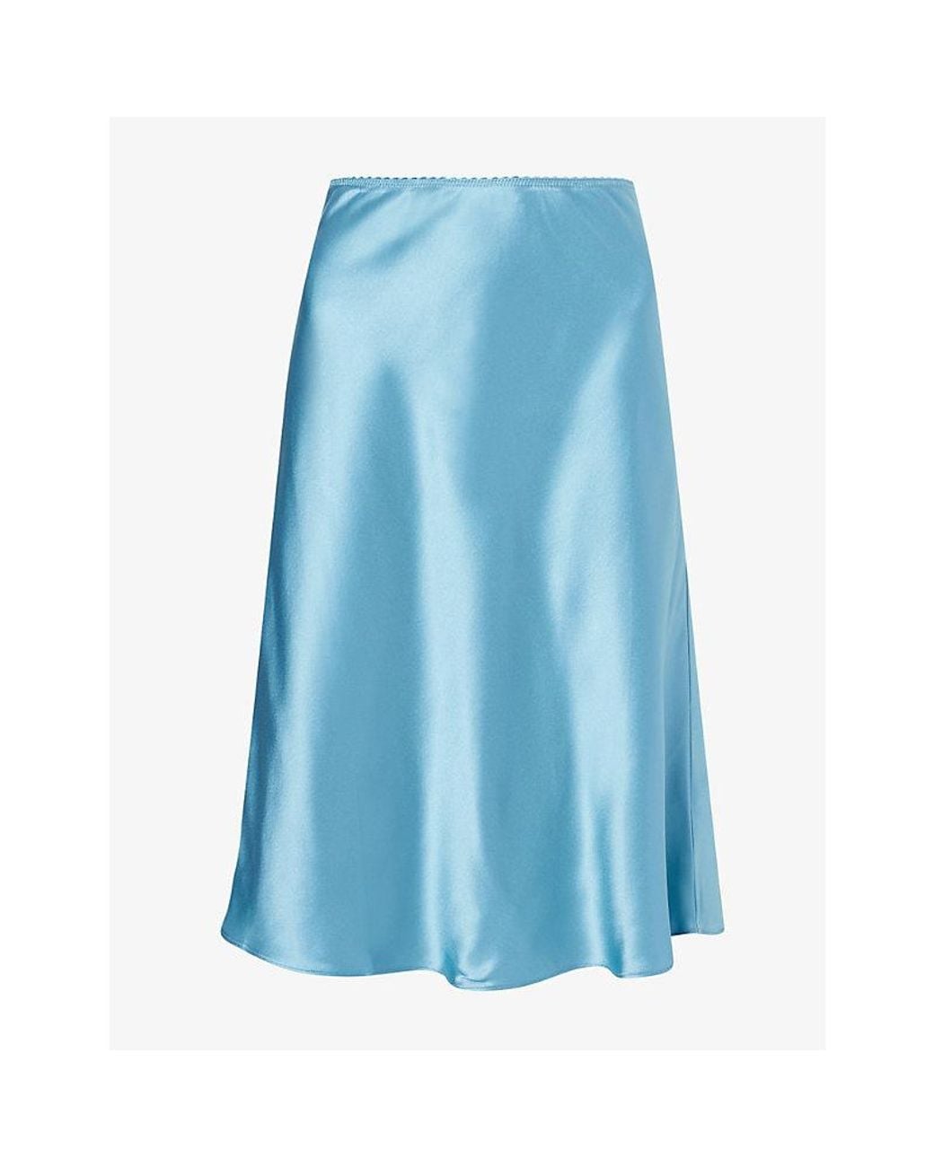 Reformation Blue Layla Mid-Rise Silk Mini Skirt