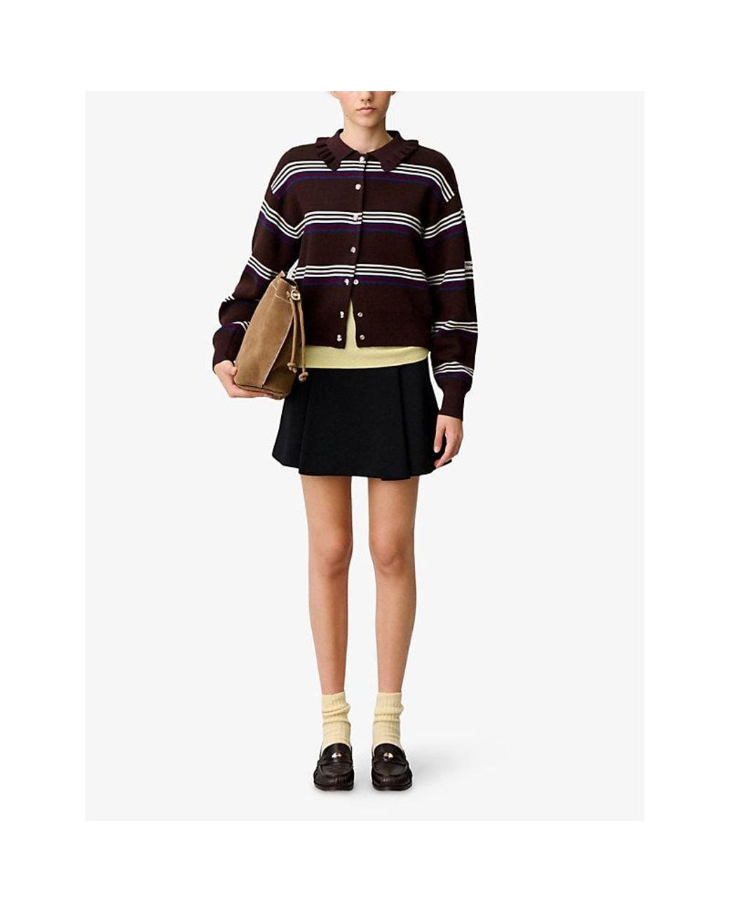 Claudie Pierlot Black Flared Button-Down Stretch-Woven Mini Skirt