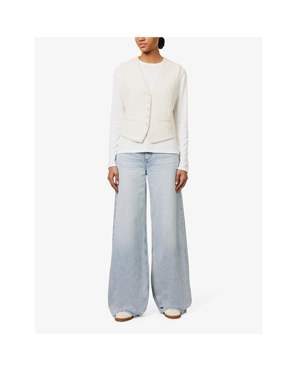 Rag & Bone Blue Sofie Wide-Leg High-Rise Denim-Blend Jeans