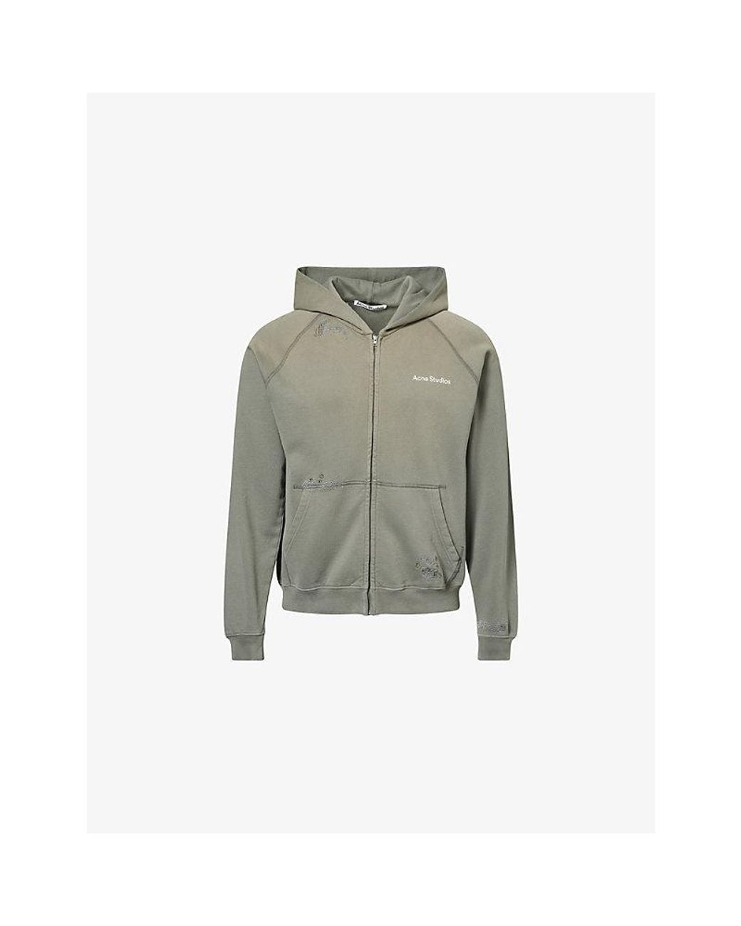 Acne Green Fupiter U Stamp Zip-Up Cotton Hoody for men