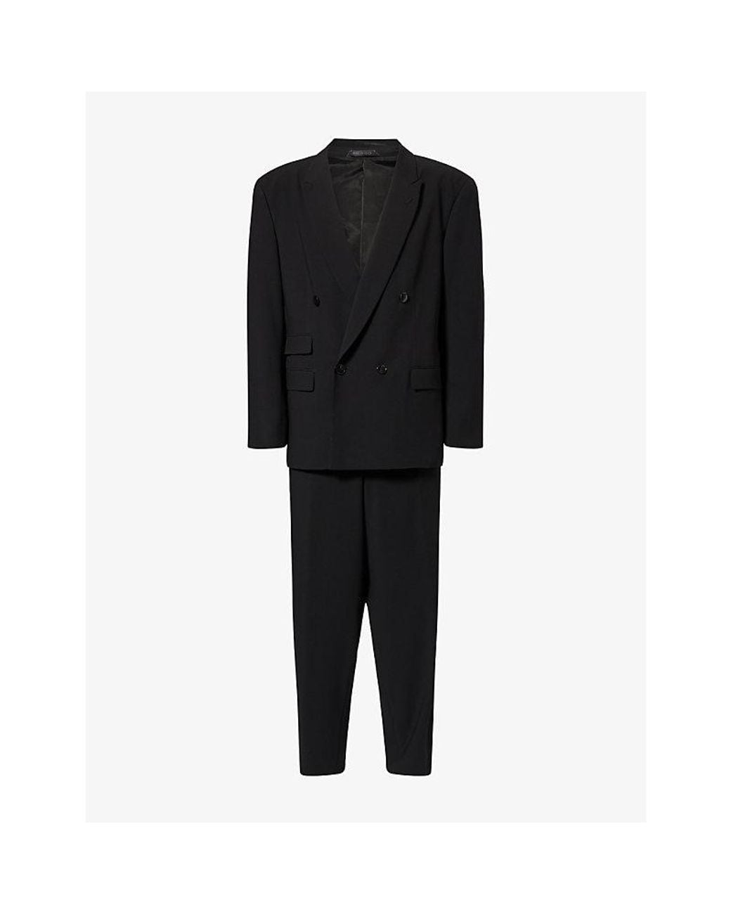 Giorgio Armani Black Single-Breasted Peak-Lapel Virgin-Wool Suit for men