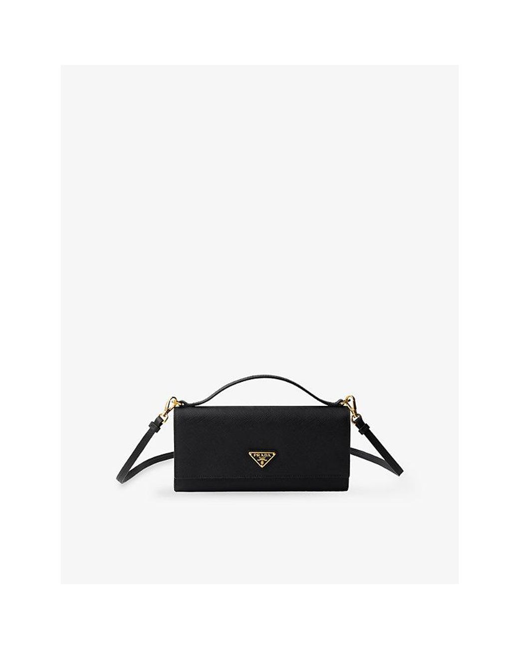 Prada Black Saffiano Shoulder-Strap Leather Wallet