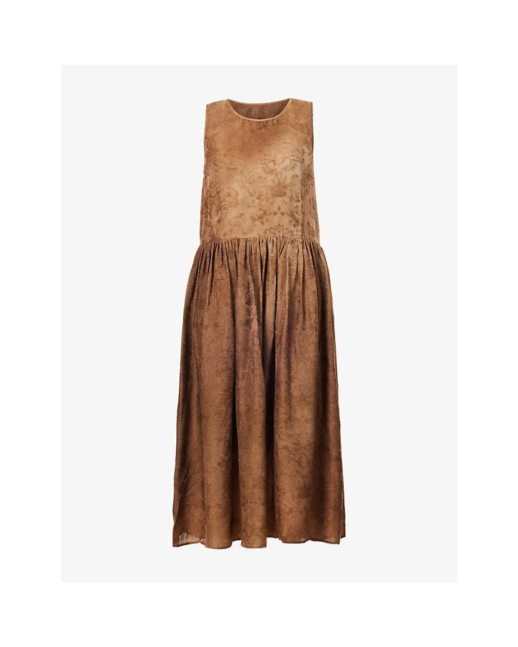 Uma Wang Brown Ardal Sleeveless Woven Midi Dress