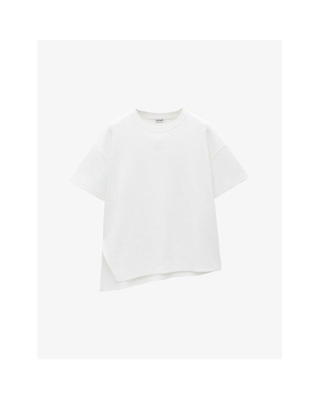 Loewe White Anagram-Embroidered Asymmetric-Hem Cotton-Blend Jersey T-Shirt