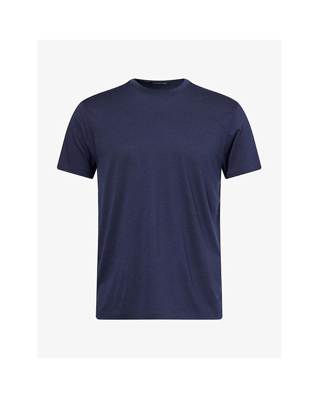 Tom Ford Blue Crew-Neck Lyocell And Cotton T-Shirt for men