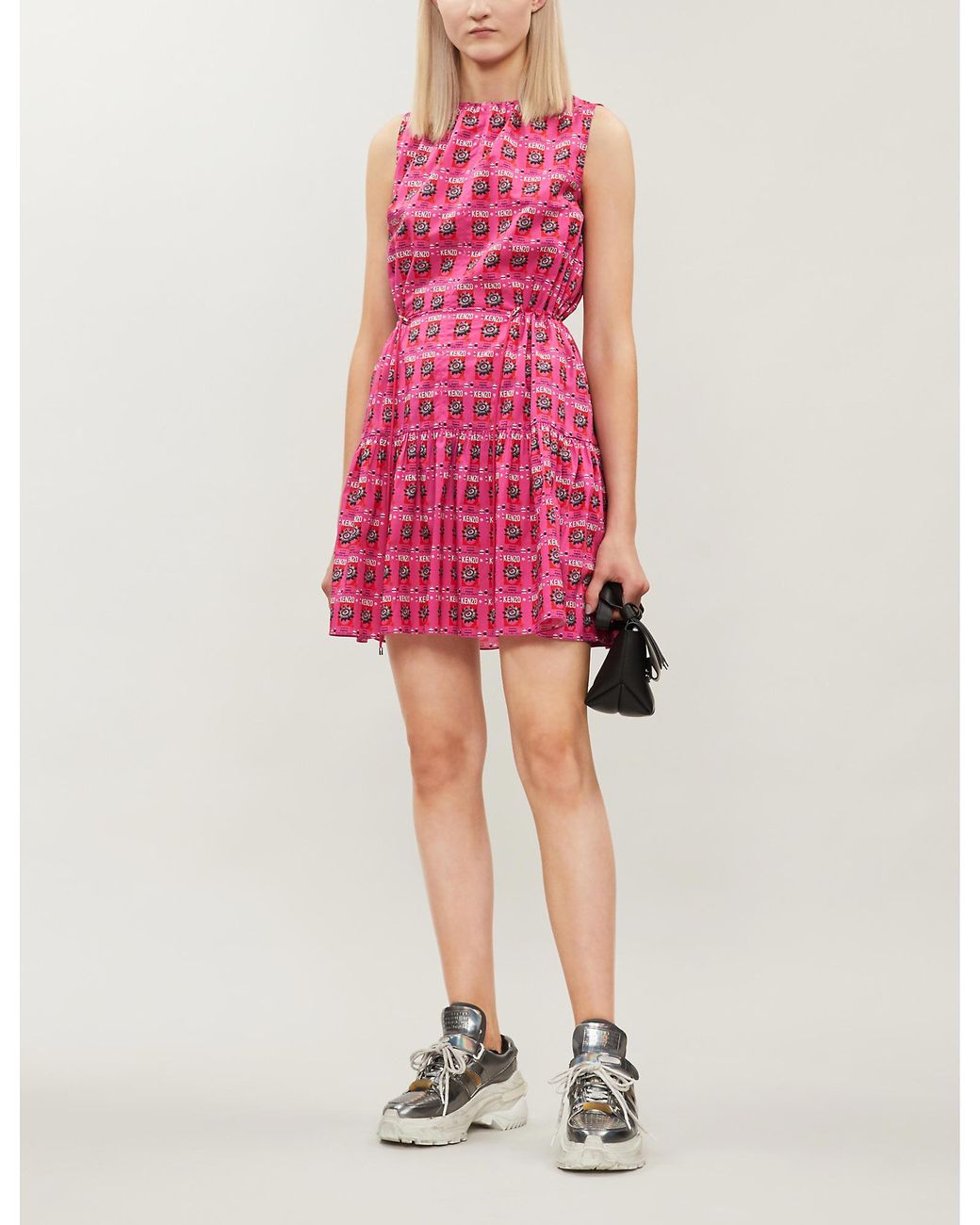 open lace back dress Kenzo KIDS-GIRLS Pink Logo Dress main image 0