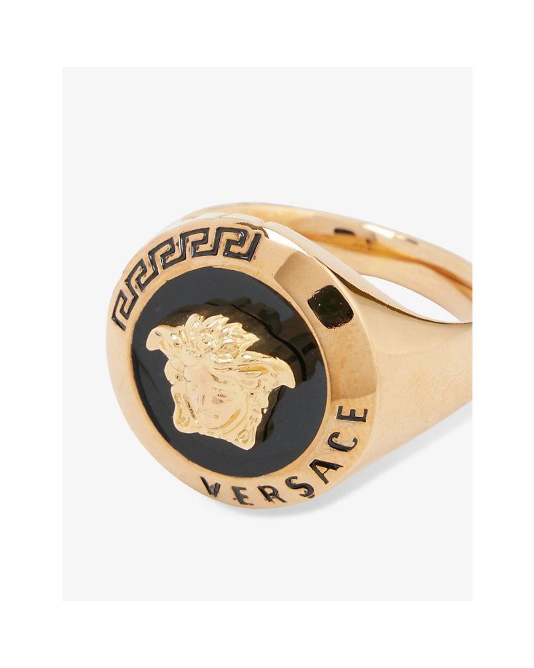 Versace Medusa Gold-toned Brass And Enamel Ring in White for Men | Lyst