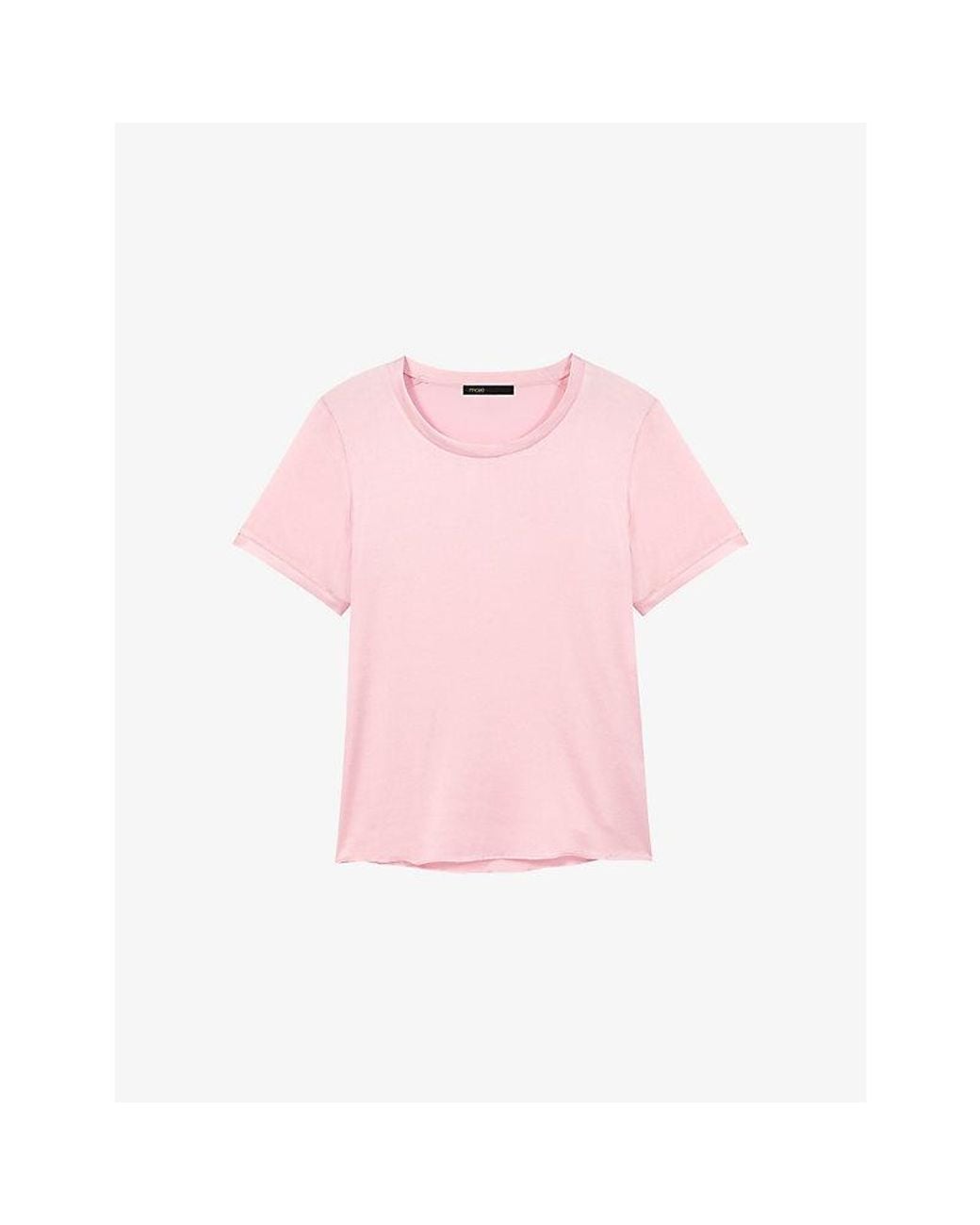 Maje Pink Short-Sleeved Stretch-Silk Top