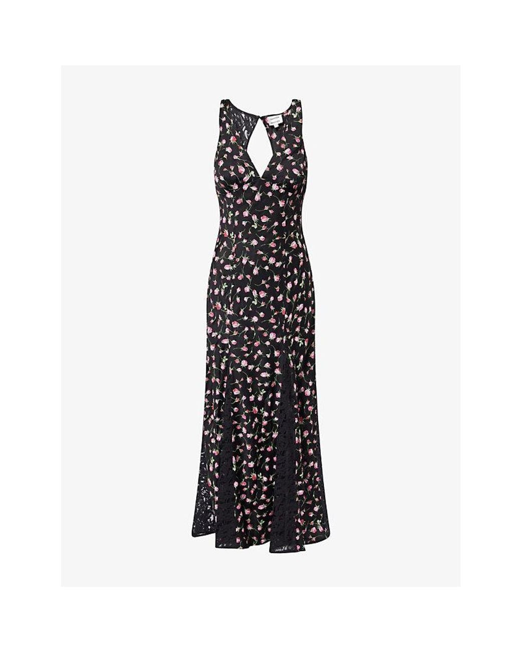 Damson Madder Black Genevieve Floral-Print Woven Midi Dress