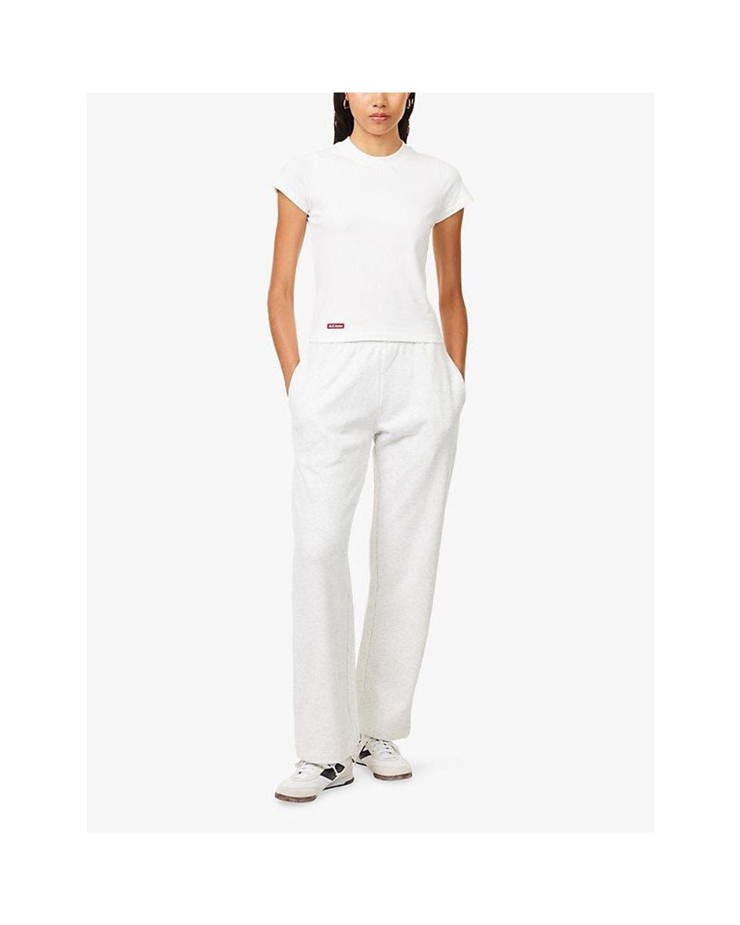 Ru & Rocka White Super Soft Logo-Patch Stretch-Cotton T-Shirt