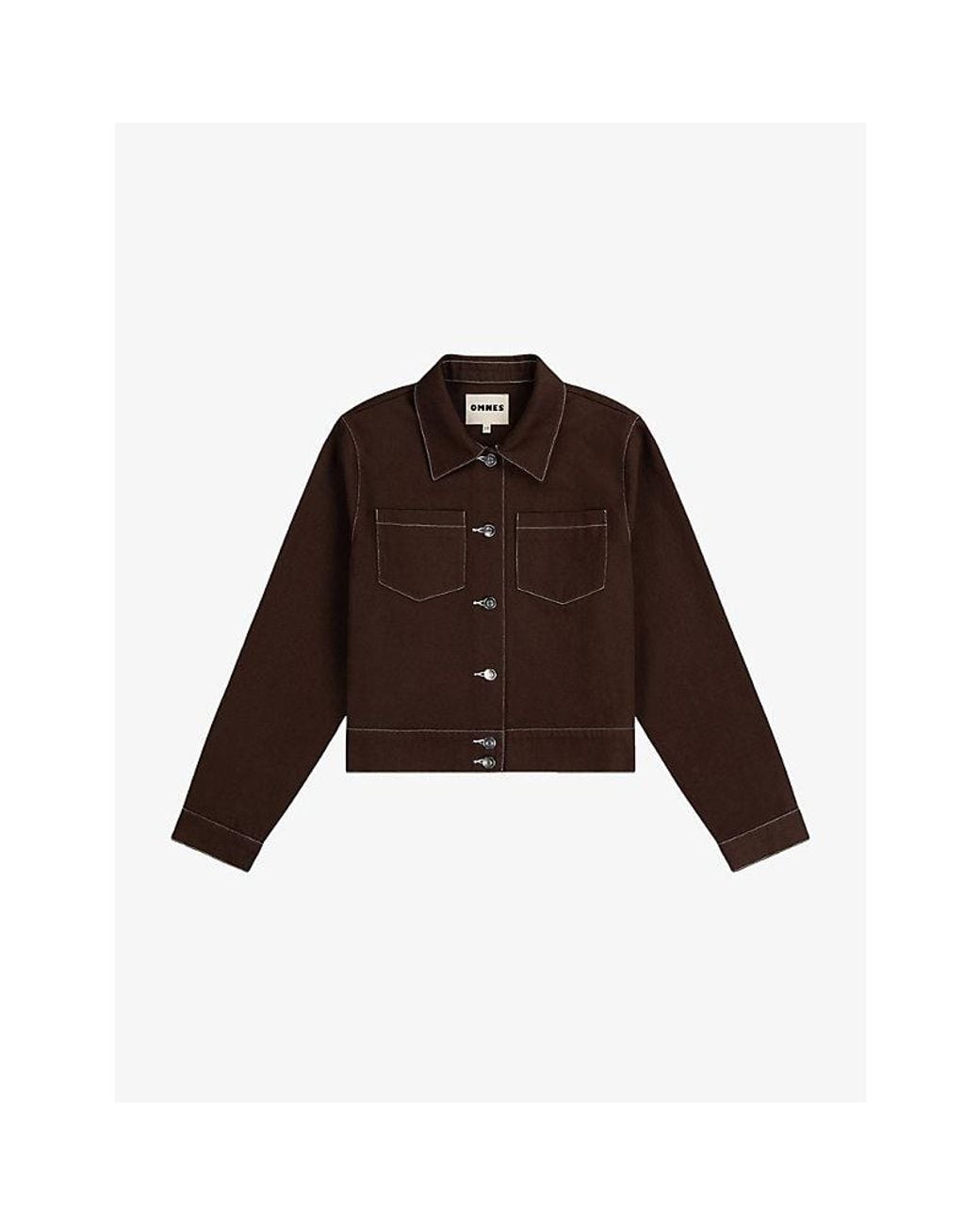 OMNES Brown Jesse Contrast-Stitch Cotton Jacket