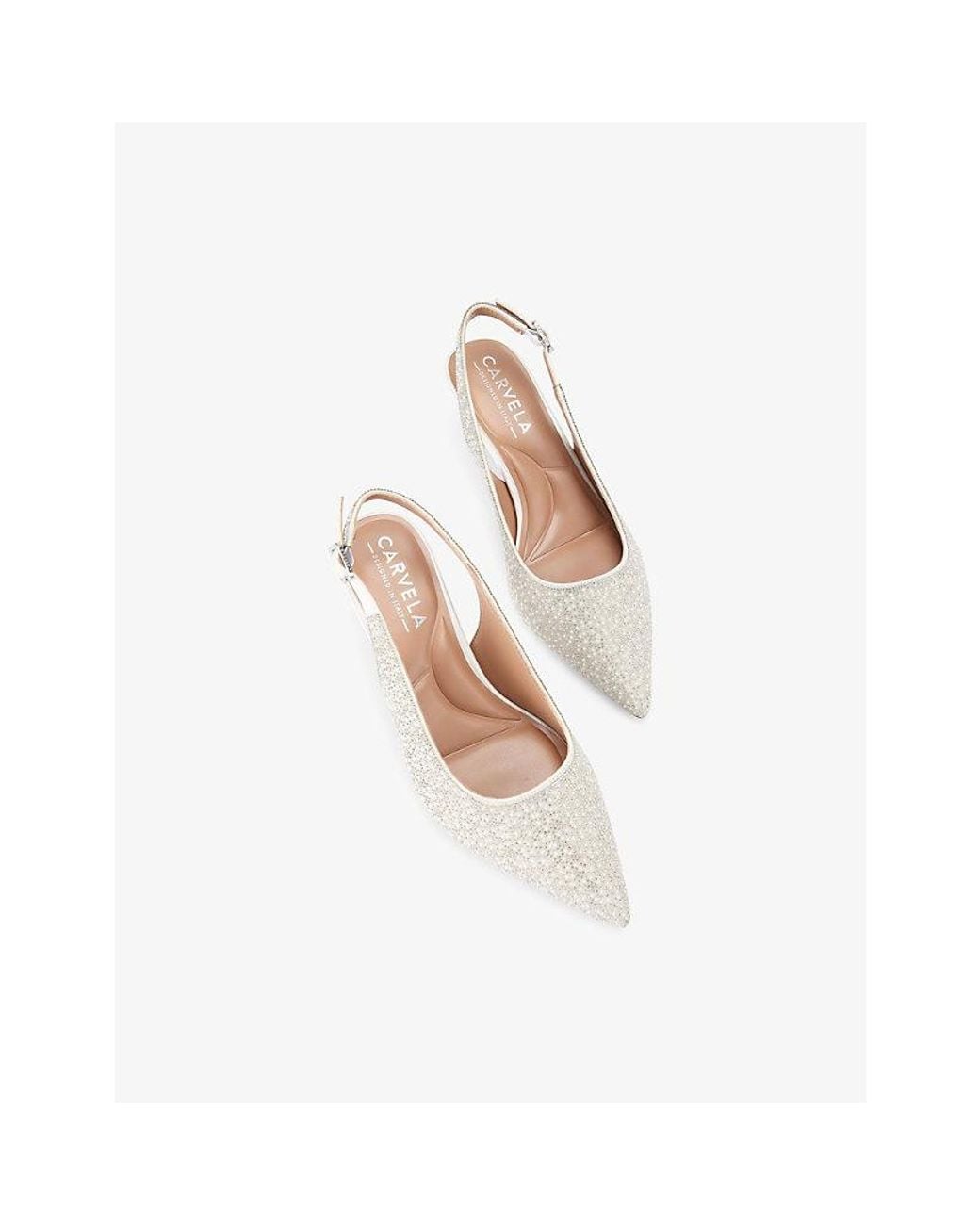 Carvela Kurt Geiger White Corletta Slingback Pearl-Embellished Heeled Courts