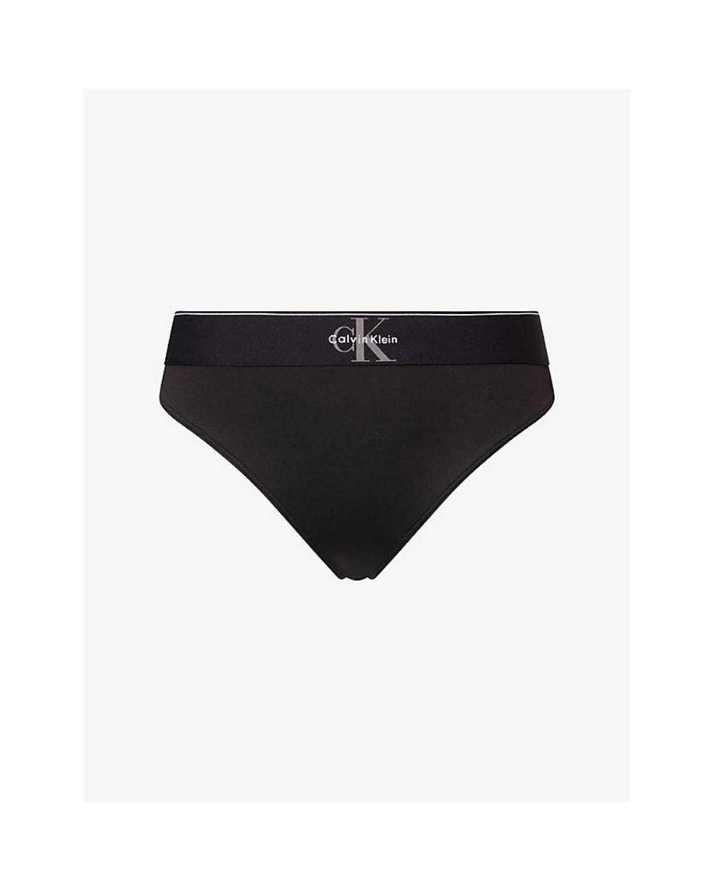 Calvin Klein Black Graphic Monogram Stretch Microfibre Thong
