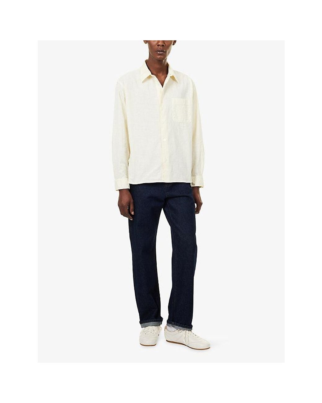 FRAME White Long-Sleeve Textured Cotton Shirt for men